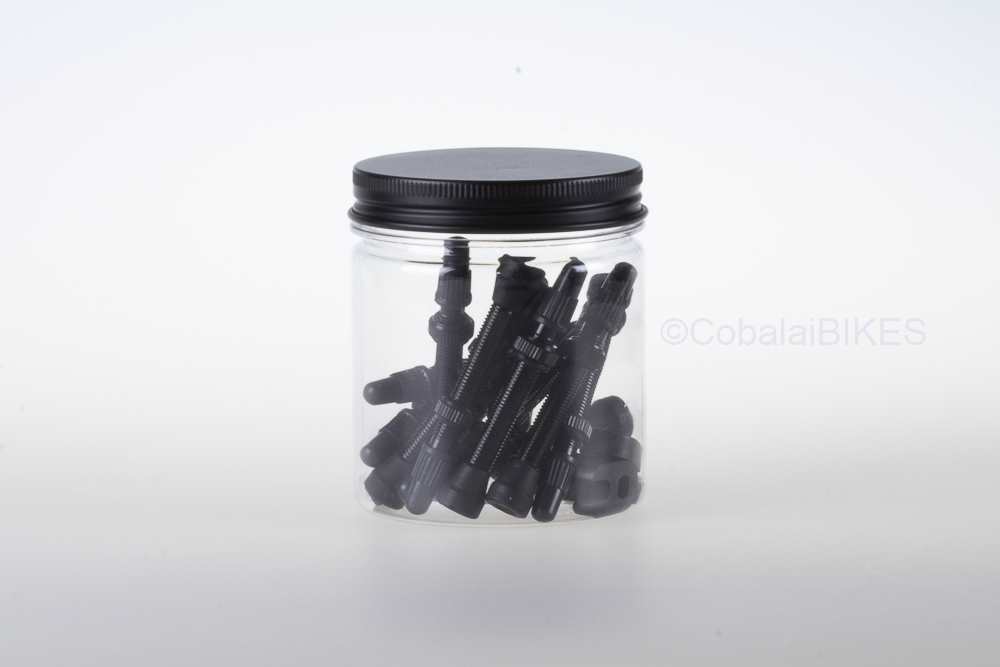 Válvulas Tubeless AHOOH ALU presta 46mm Aluminio, negro (Bote 12x + 6x Extractor obús )
