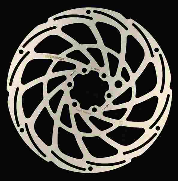 Disco de Freno BRAKCO XSC 180 mm, 6T, Reforzado eBike, 2 mm grueso, alojamiento imán