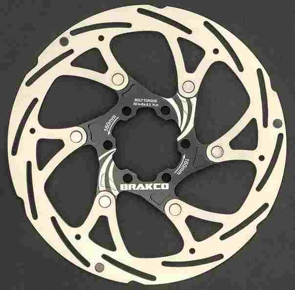 Disco de Freno BRAKCO 1SA 160 mm, 6T, 1,8 mm, Banda SUS-410/Araña AL7075, 133 g
