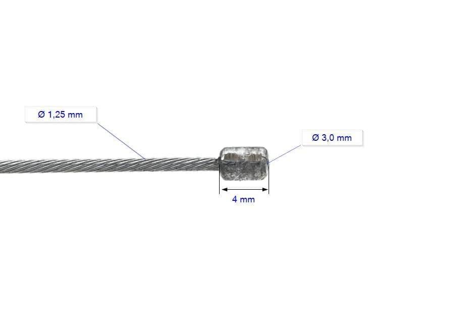 Cable de cambio para Brompton, 1x19 galvanizado, Ø1.25 mm, cabecilla Ø3x4mm, largo 2.25m