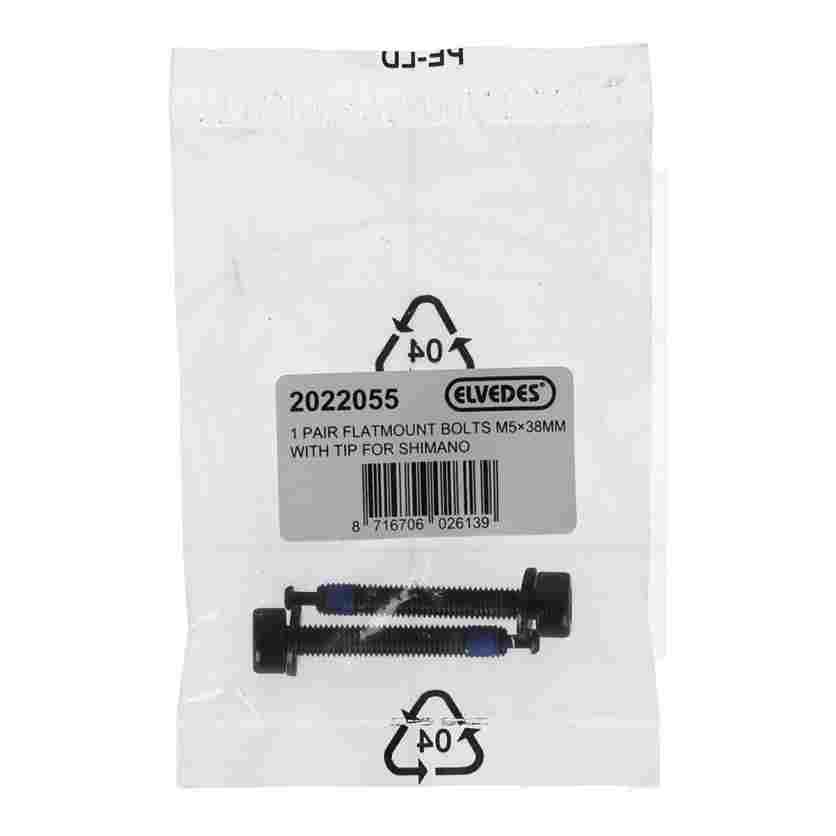 Tornillos Elvedes para pinza/Adaptador/Adaptador flatmount M5 x 38 mm para Shimano (2x)