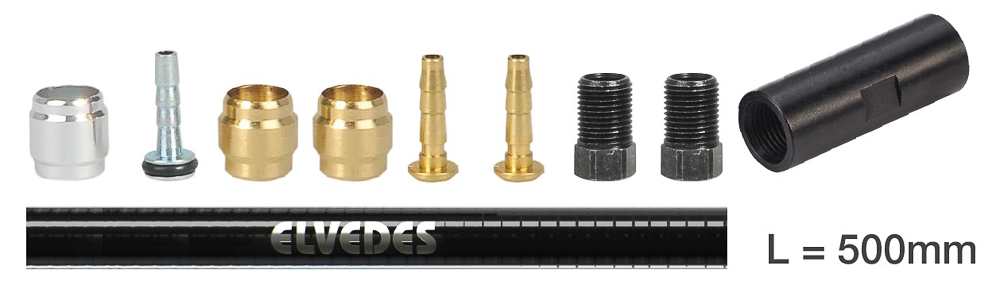 Elvedes KIT extensión/empalme hidráulico Formula (Incluye inserts, Olivas, 0.5 m Latiguillo...)