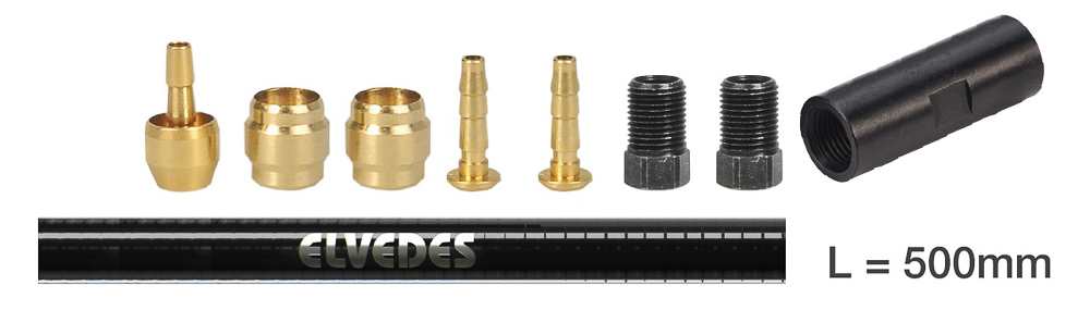 Elvedes KIT extensión/empalme hidráulico Hayes (Incluye inserts, Olivas, Tornillos, 0.5 m Latiguillo