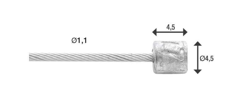 Cable de Cambio Elvedes 4 metros 7x7 hebras Inox Ø1.1mm, Cabezal 4.5x4.5 (Cargo Bike)