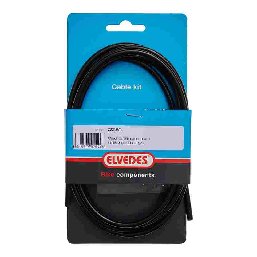 KIT Funda de Cable de Freno Elvedes (Funda 1,8m + 2 topes), negro