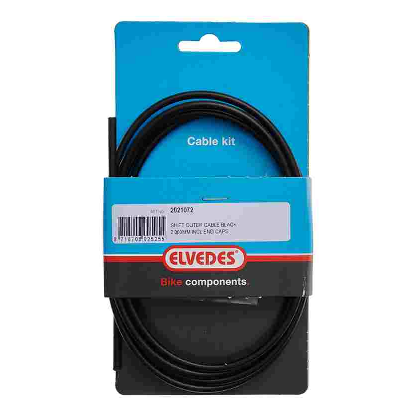 KIT Funda de Cable de Cambio Elvedes (Funda 2,0m + 2 topes), negro