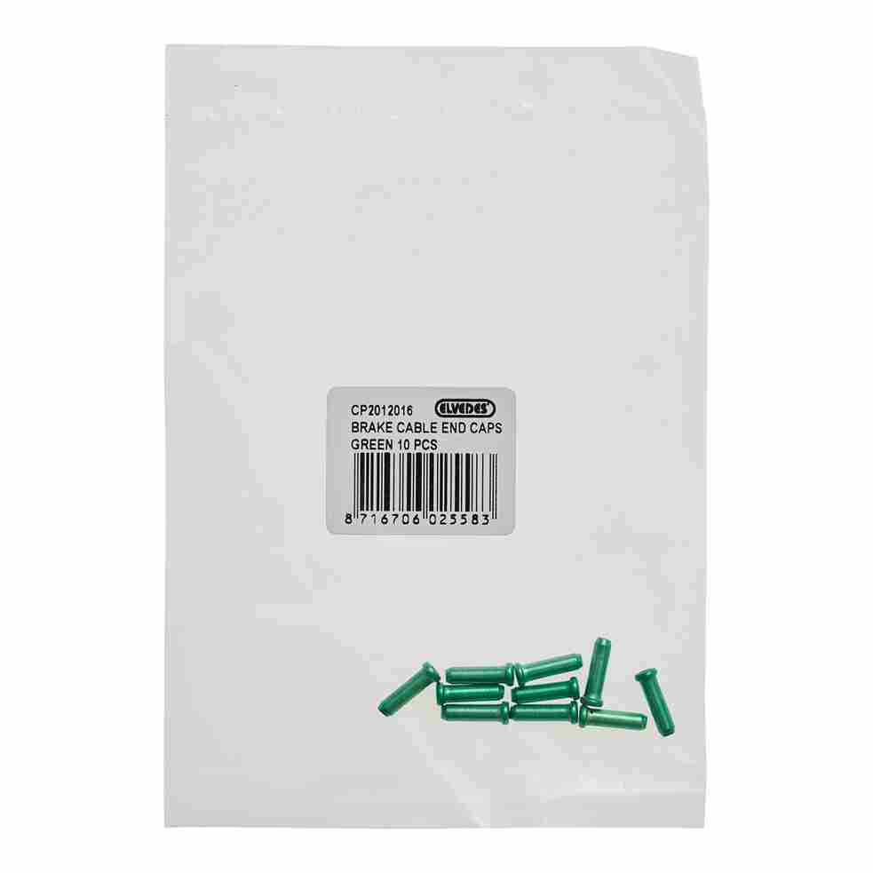 Terminal de Cable Elvedes Freno y Cambio Ø2,3 mm, Aluminio, Verde (bolsa 10x)