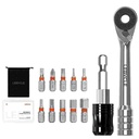 LEBYCLE Llave de carraca MINI RW02 con 10 puntas, prolongador y bolsa.