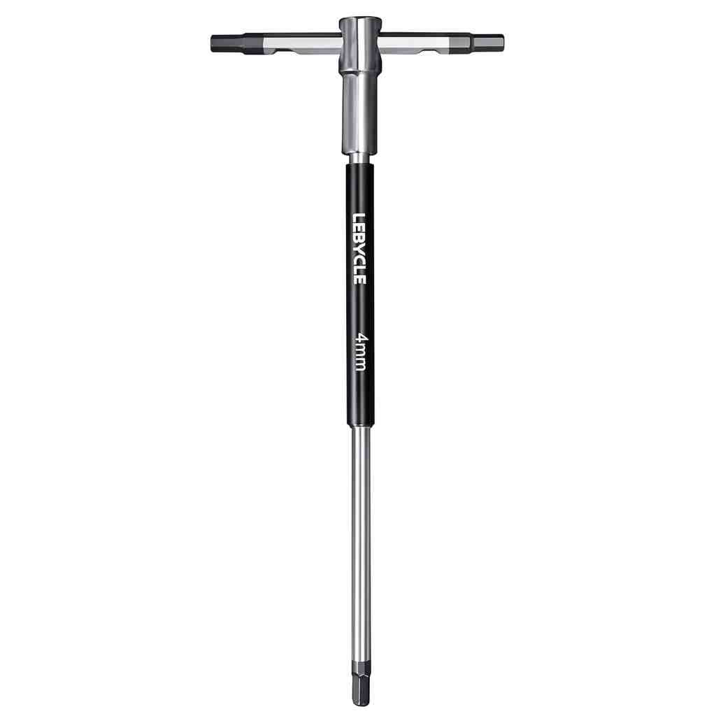 LEBYCLE Llave Allen en T profesional de 4 mm con casquillo giratorio, eje de acero Cr-V