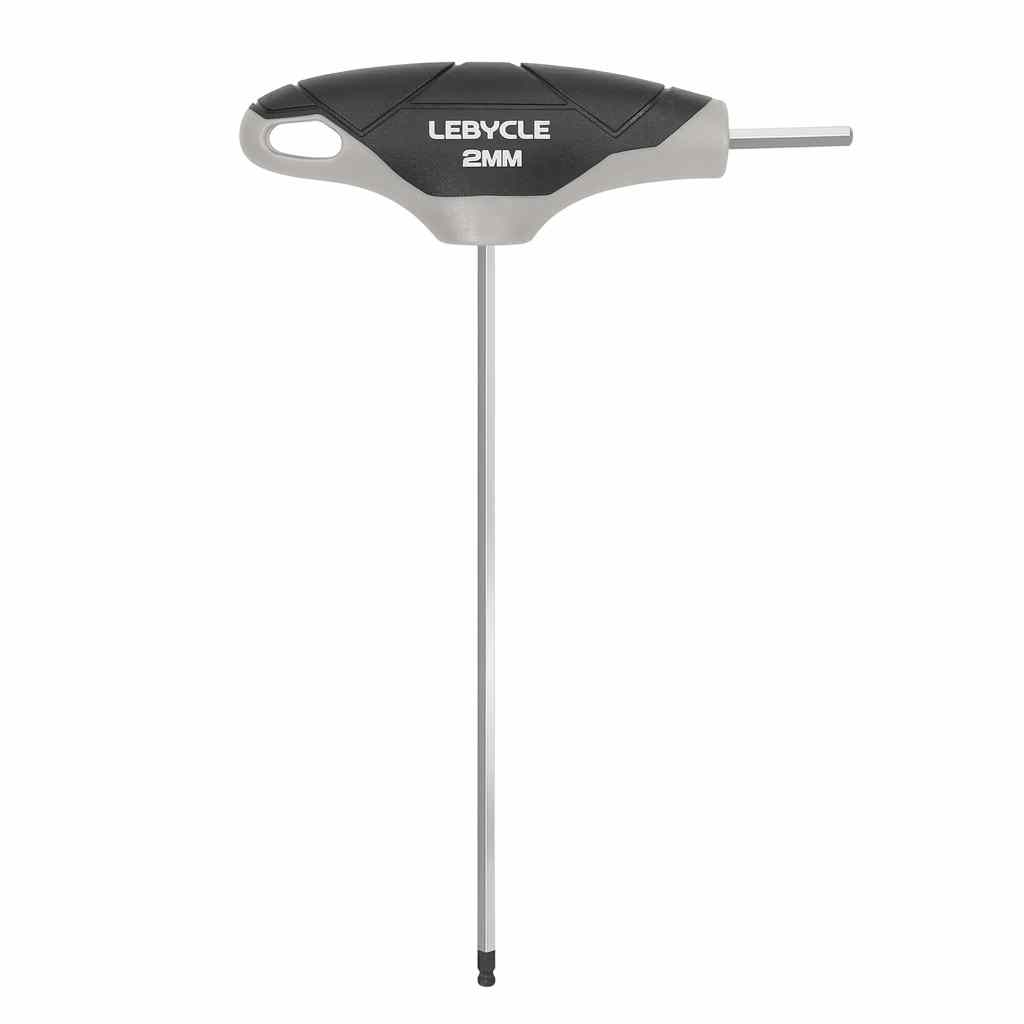 LEBYCLE Llave Allen 2 mm en T de punta redondeada, eje en acero Cr-V, mango ergonómico antideslizant