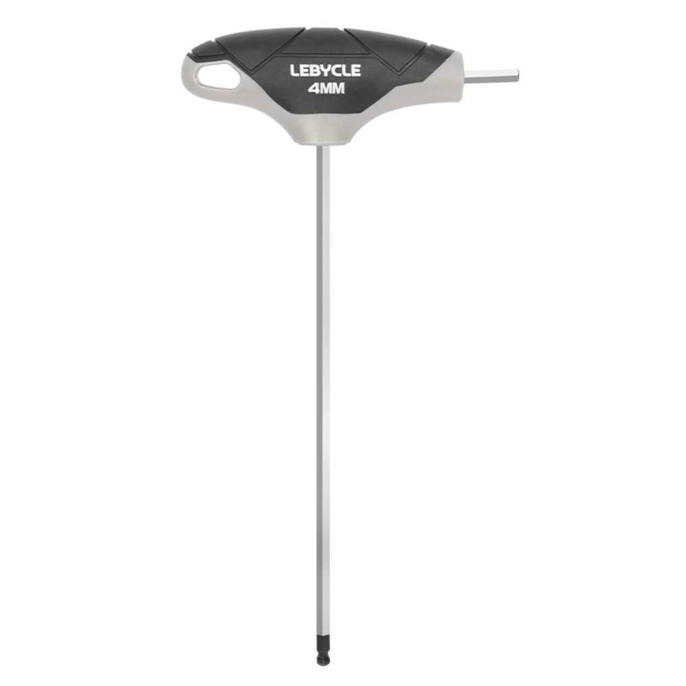 LEBYCLE Llave Allen 4 mm en T de punta redondeada, eje en acero Cr-V, mango ergonómico antideslizant