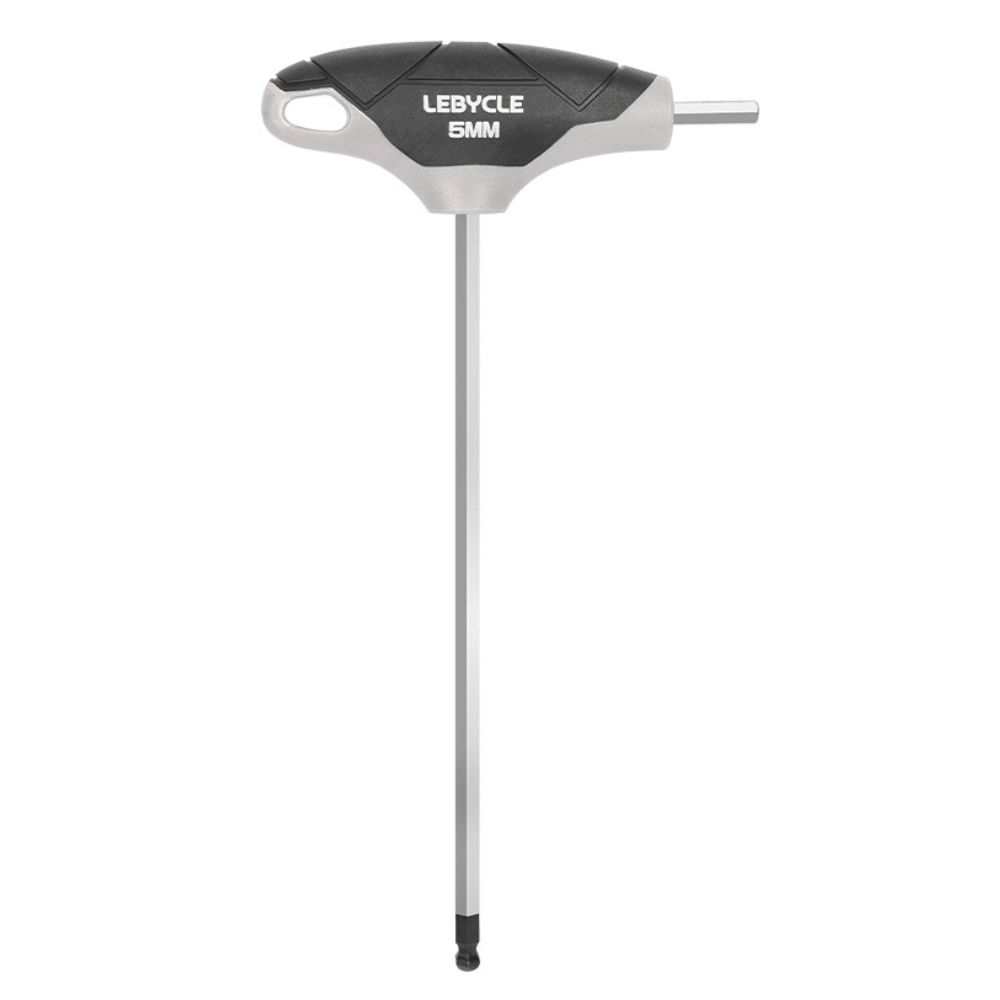 LEBYCLE Llave Allen 5 mm en T de punta redondeada, eje en acero Cr-V, mango ergonómico antideslizant