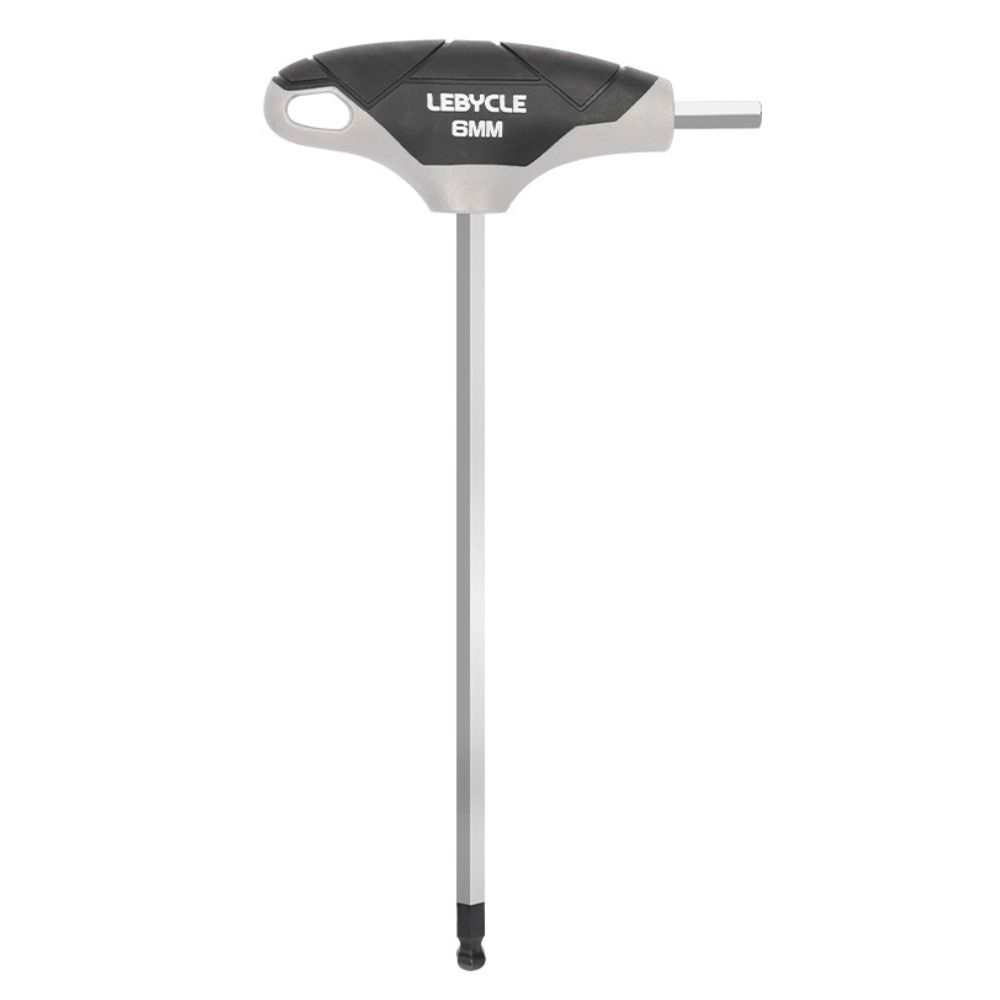 LEBYCLE Llave Allen 6 mm en T de punta redondeada, eje en acero Cr-V, mango ergonómico antideslizant