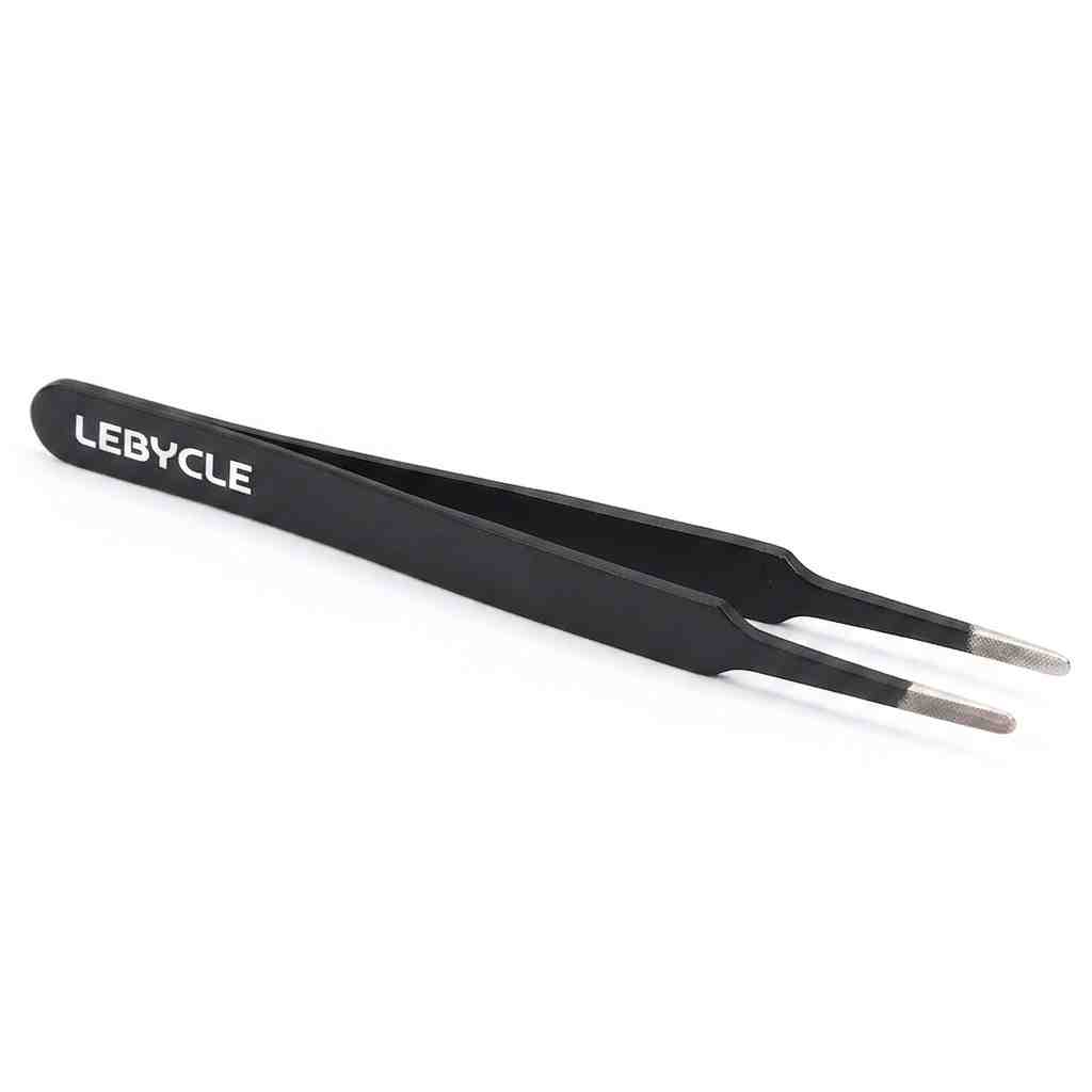 LEBYCLE Pinzas de precisión en acero inoxidable con punta recta y revestimiento antideslizante.