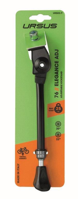 Caballete lateral anclaje central URSUS ELEGANCE Ajustable 20'' / 22'' (corto), negro