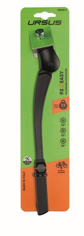 Caballete lateral anclaje central URSUS EASY 25 kg, Negro, botón ajuste 24" a 28"