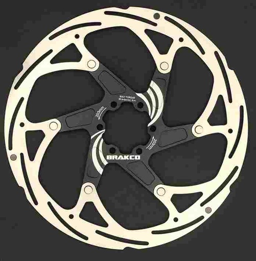[BKR121] Disco de Freno BRAKCO 1SA 203 mm, 6T, 1,8 mm, Banda SUS-410/Araña AL7075,  191 g