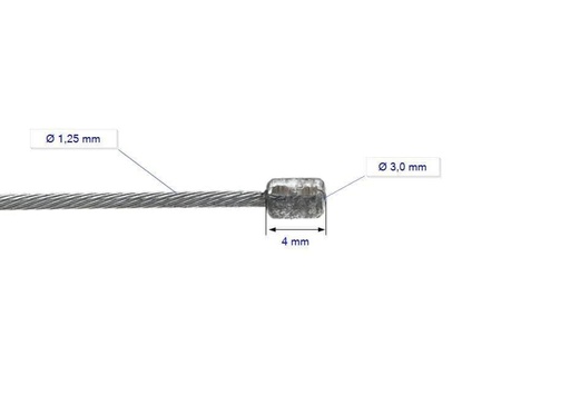[188018] Cable de cambio para Brompton, 1x19 galvanizado, Ø1.25 mm, cabecilla Ø3x4mm, largo 2.25m