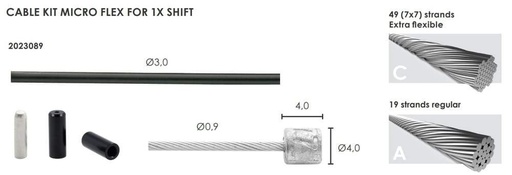 [E2023089] Kit de cable Ø0.9mm Superestrecho y Funda MICROFLEX Ø3.0 mm (2.5 m)