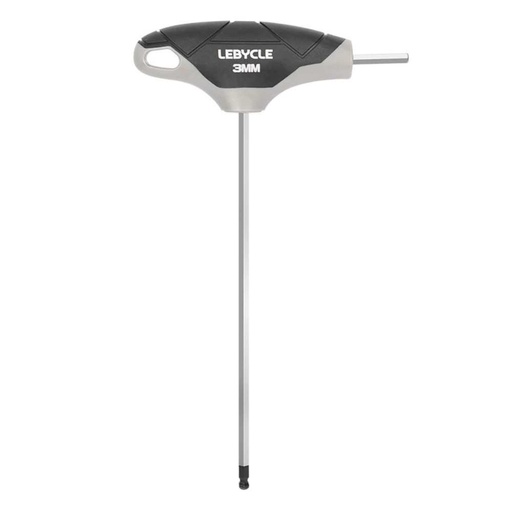 [LB0204] LEBYCLE Llave Allen 3 mm en T de punta redondeada, eje en acero Cr-V, mango ergonómico antideslizant