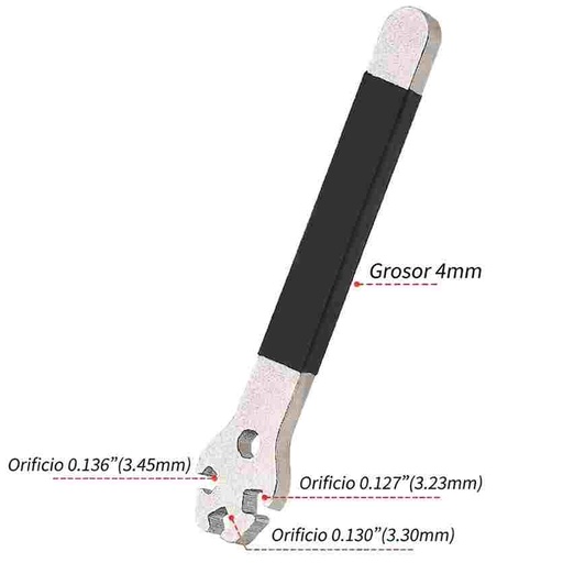[LB0217] LEBYCLE Llave de radios con 3 aperturas 3.3/3.4/3.5 mm en acero al carbono y mango en goma