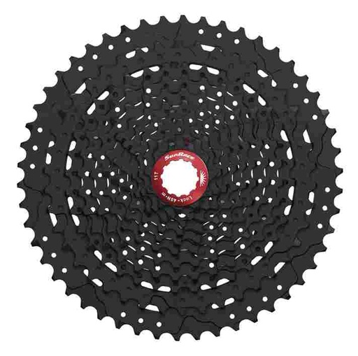 [SRK113] Cassette Sunrace 11v 11-46, acero, araña y 2 piñones grandes aluminio, negro, 485g
