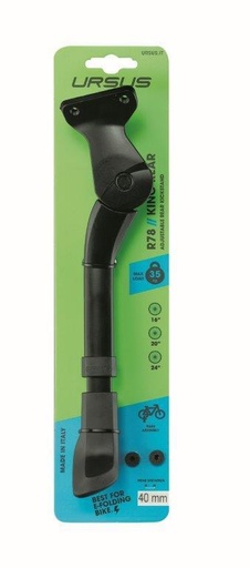 [U78VN58R] Caballete Trasero tornillos 40 mm URSUS KING Mini, 35 kg, Negro, botón ajuste 16"-20"-24"